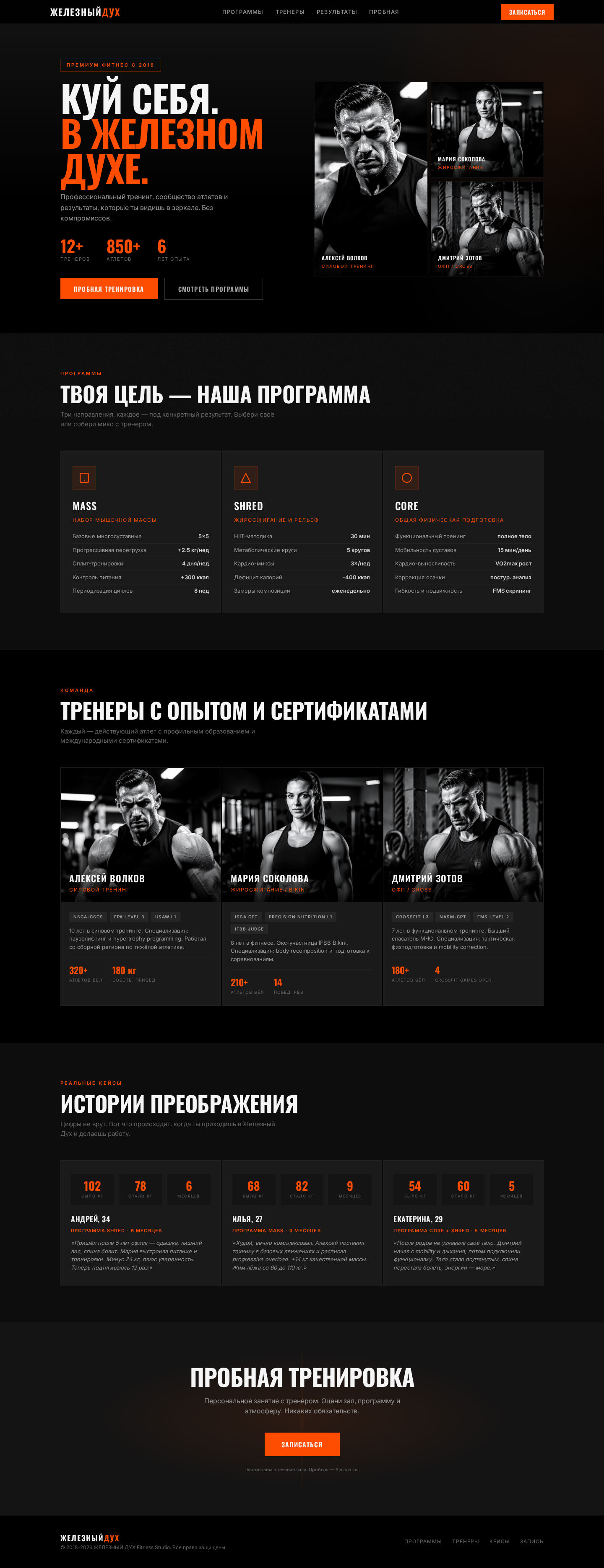 ЖЕЛЕЗНЫЙ ДУХ — премиум фитнес-студия